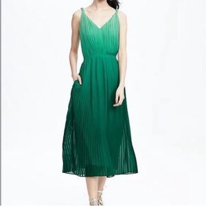 Banana Republic Green Pleated Midi Sundress